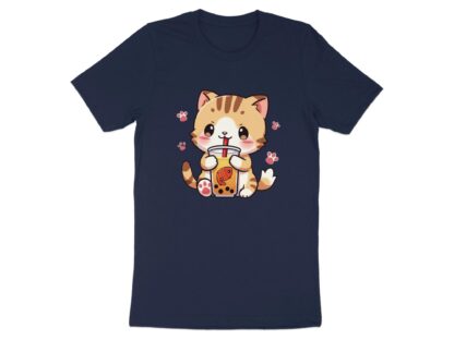 Cute Cat Drinking Bubble Tea T-Shirt, Kawaii Cat Graphic Tee, Adorable Kitty Boba Drink Shirt, Fun Cat Lover Gift, Animal Themed Top - Image 3